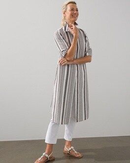 Linen Blend Stripe Maxi Shirt | Chico's