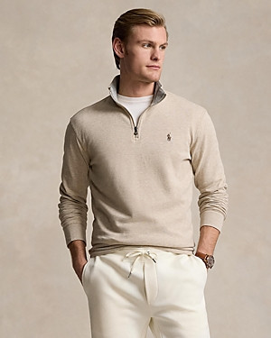 Polo Ralph Lauren Luxury Cotton Blend Jersey Quarter Zip Sweatshirt | Bloomingdale's (US)