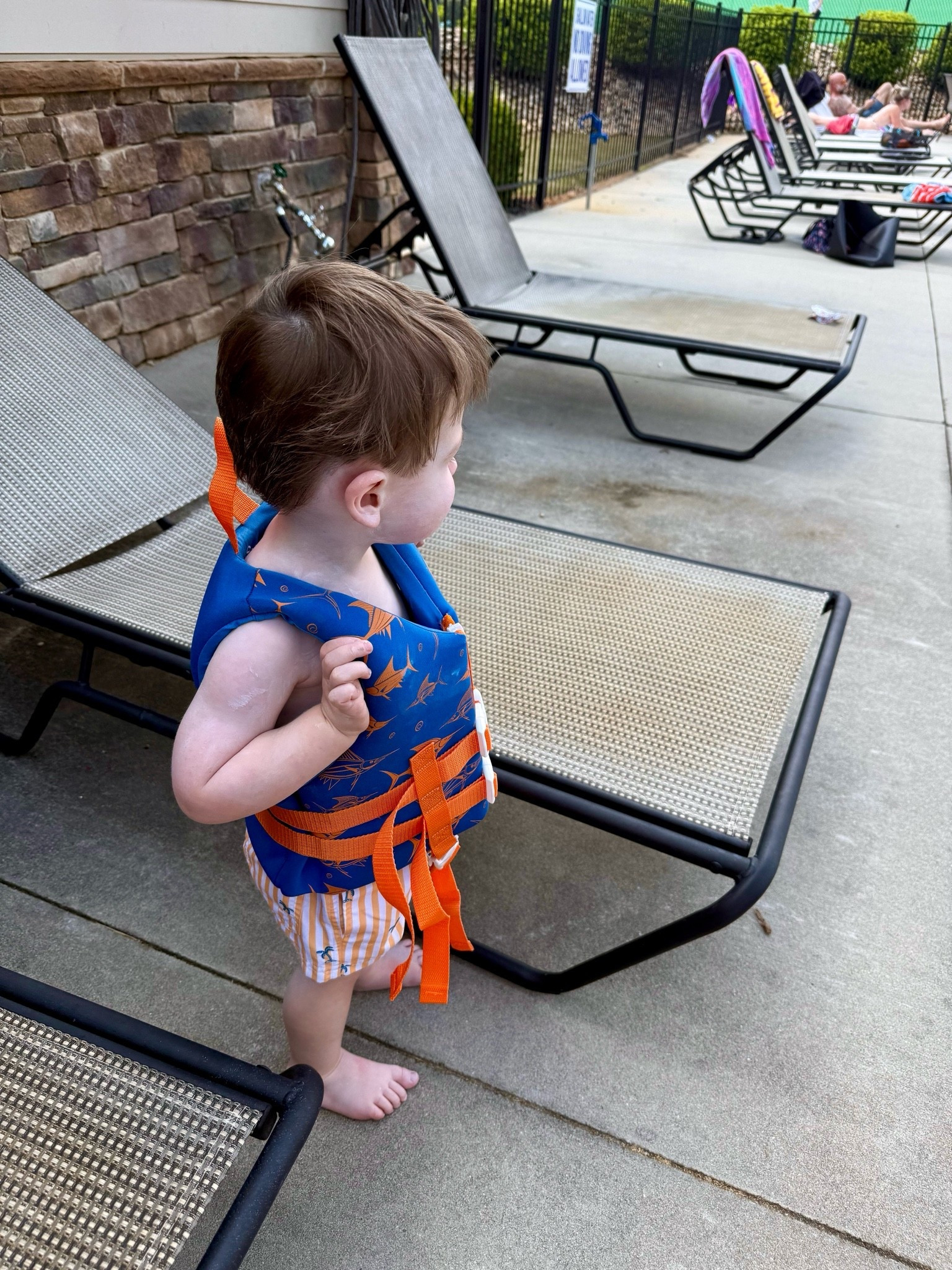 Toddler boy swimsuit and life vest