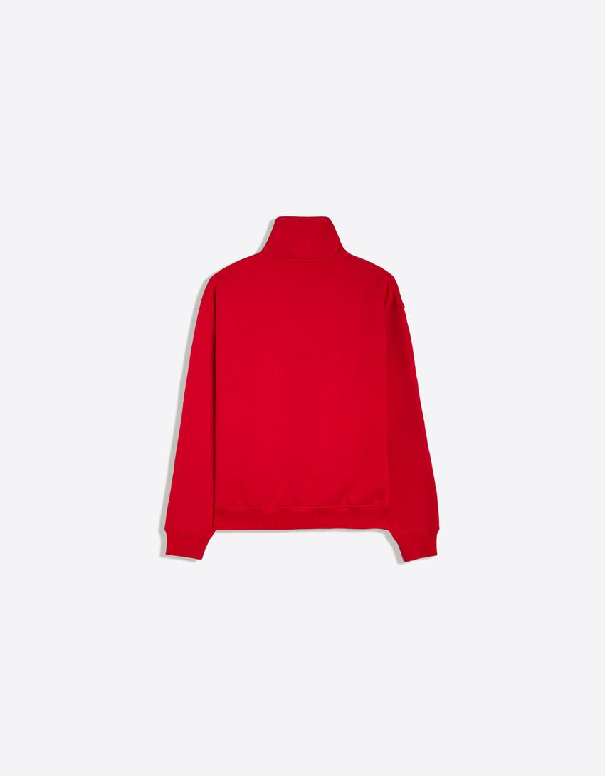 High neck zip-up sweatshirt | Bershka UK