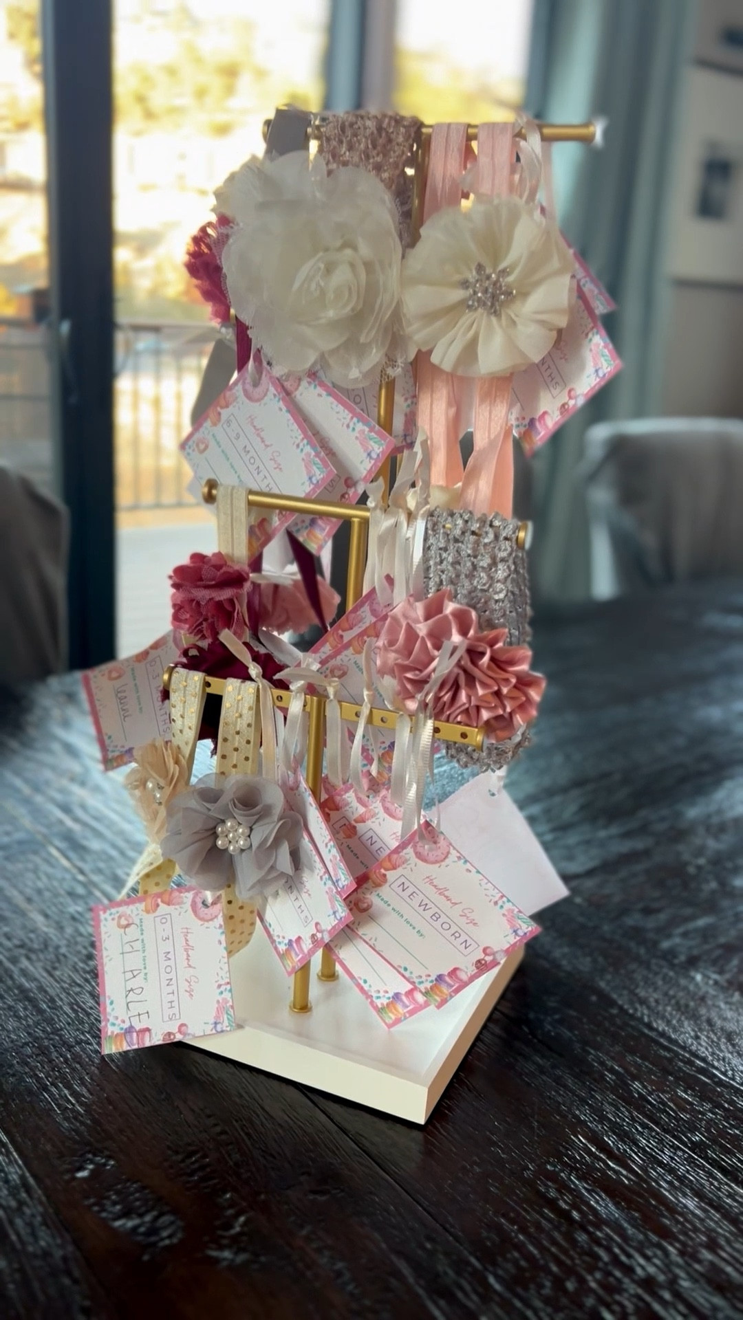 The cutest craft idea for a baby shower!  We made headbands for baby girl!