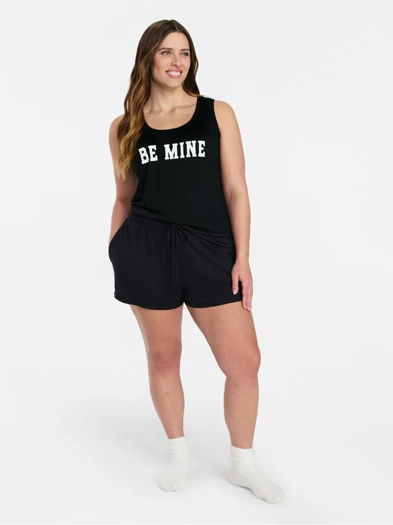 Joyspun Women's Cozy Lounge Collection Hacci Knit Tank Top and Shorts Pajama Set, 2-Piece, Sizes ... | Walmart (US)