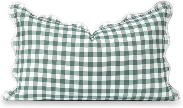 Hofdeco Premium Coastal Grandmillennial Scalloped Patio Indoor Outdoor Lumbar Pillow Cover Only, ... | Amazon (US)
