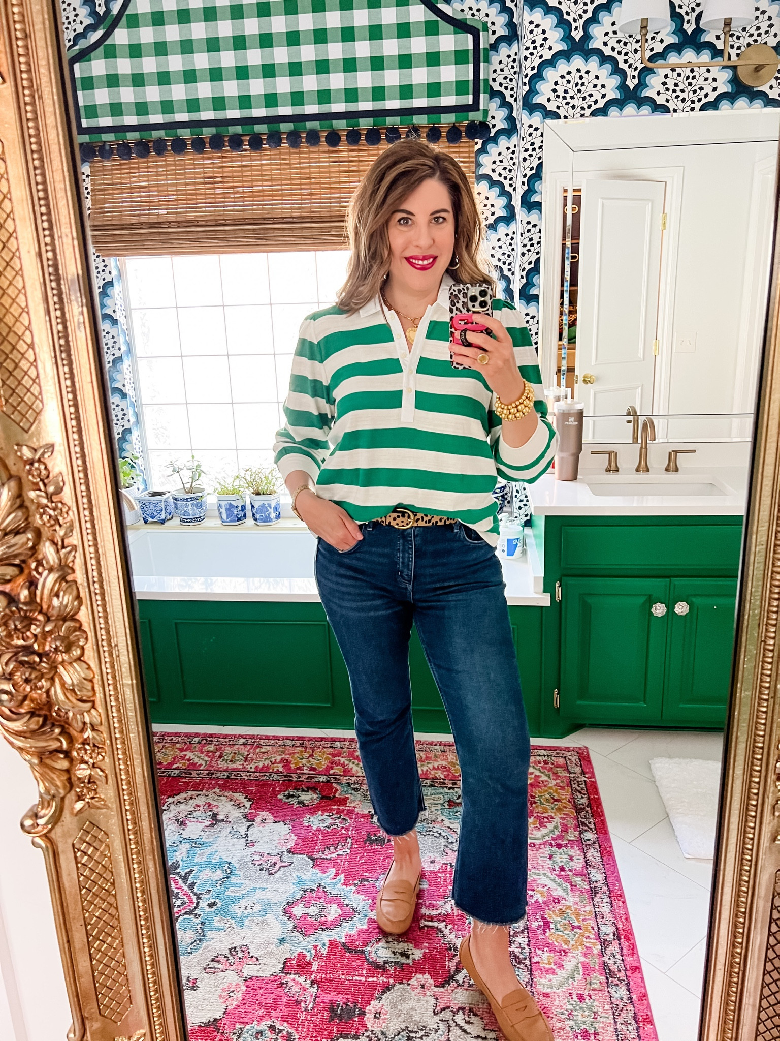 Softest striped rugby! Also comes in Pink and Tan, under $20! Super comfy cropped jeans are 1/2 off too! 

#LTKstyletip #LTKFind #LTKunder50