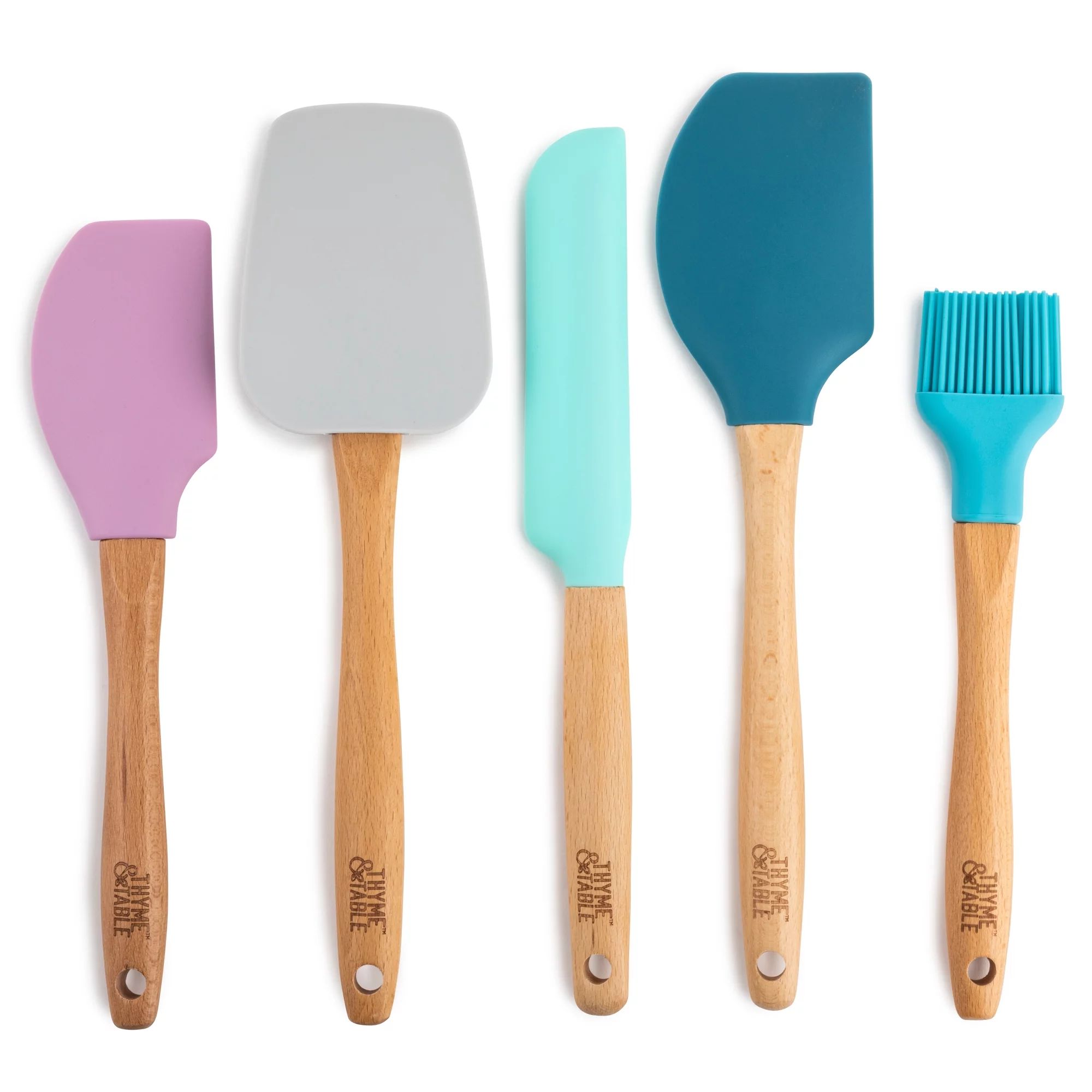 Thyme & Table Silicone Utensils, 5 Piece Set, Spatulas and Basting Brush | Walmart (US)