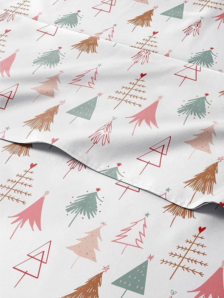 Full Christmas Christmas Tree Sheet Set - Holiday Xmas Pattern Bedding Set - Deep Pockets - Snug ... | Amazon (US)