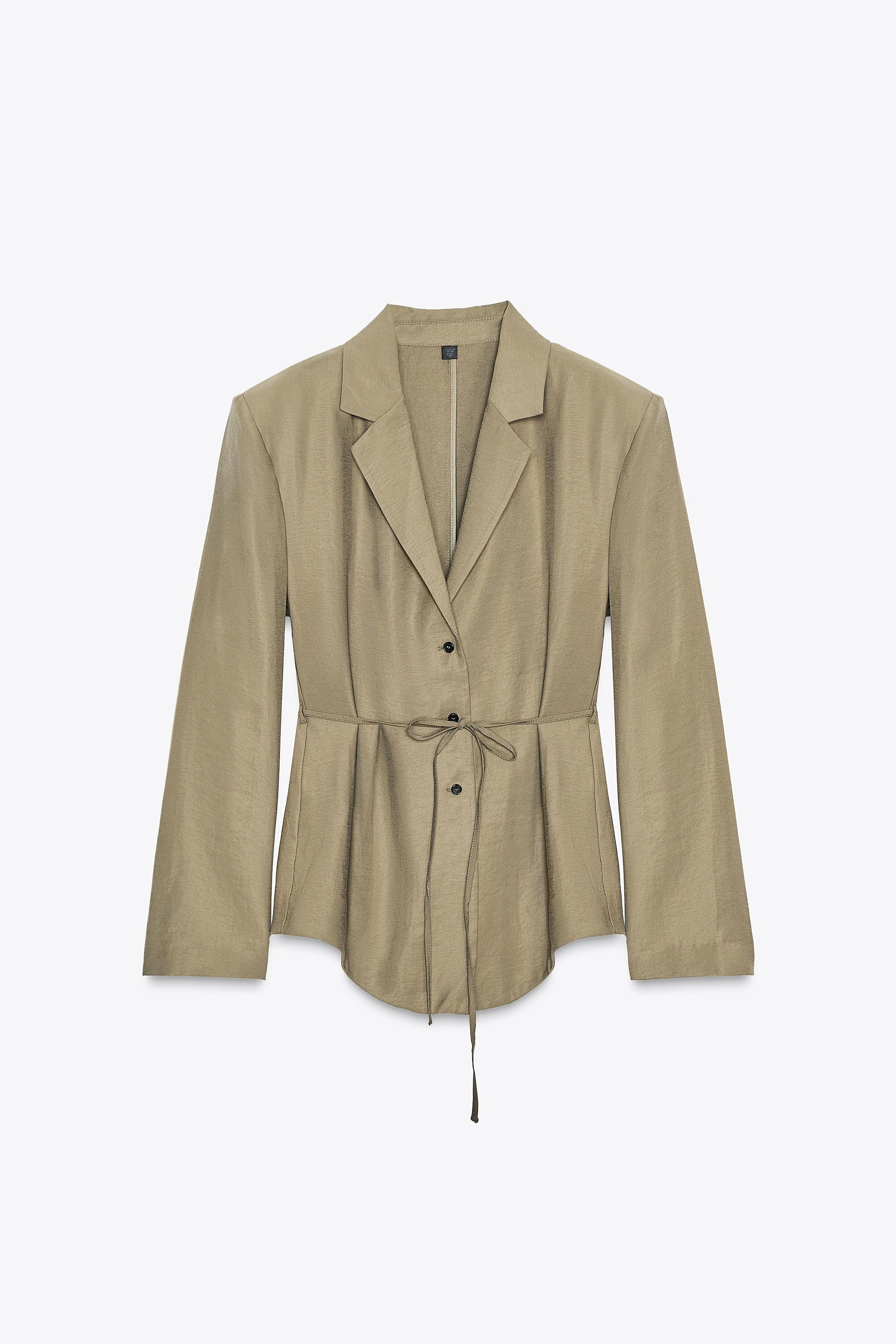 BLAZER WITH SHOULDER PADS AND THIN BELT | Zara US
