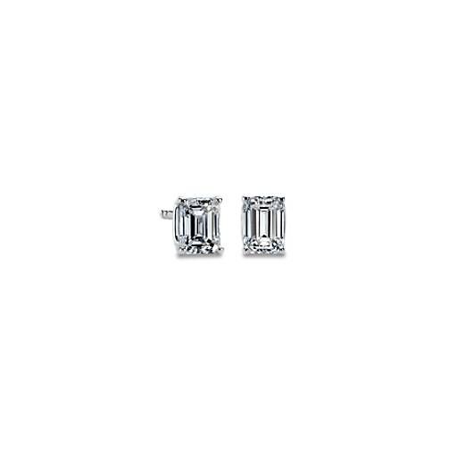 Emerald Cut Diamond Stud Earrings in 14k White Gold (1 ct. tw.) | Blue Nile | Blue Nile