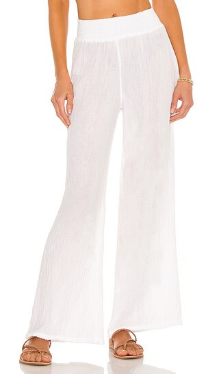 Smocked Wide Leg Pant in White | Revolve Clothing (Global)