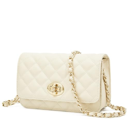 FOXLOVER Quilted Crossbody Purse for Women Faux Leather Trendy Ladies Shoulder Bag with Chain | Amazon (US)