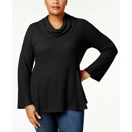 Style & Co Women’s Plus Size Cowl-Neck Bell-Sleeve Pullover Blouse Tops  Black  3X Plus | Walmart (US)