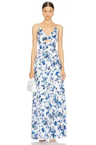 L'AGENCE Porter Twisted Front Dress in White & Blue from Revolve.com | Revolve Clothing (Global)