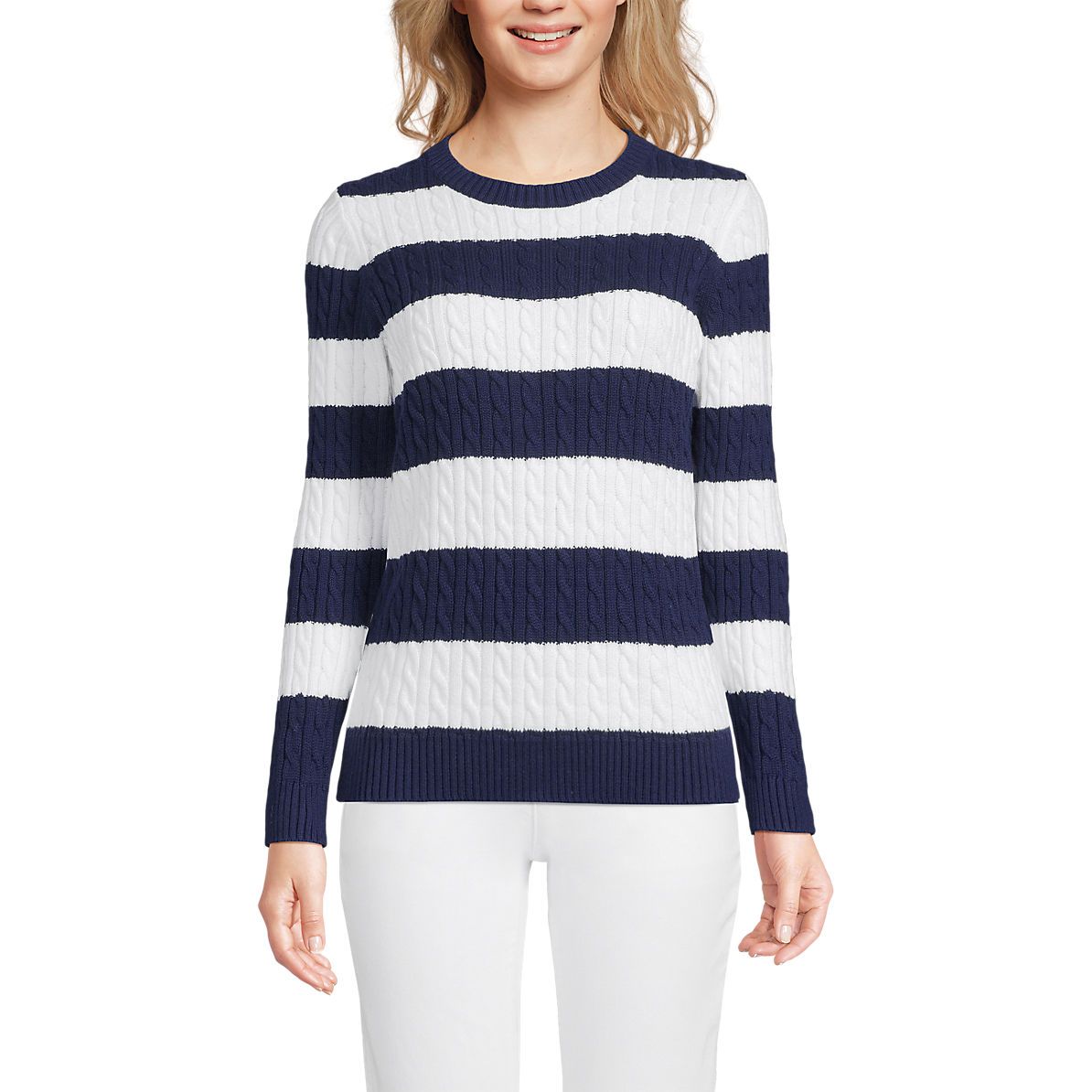 Women's Drifter Cable Crew Neck Sweater | Lands' End (US)