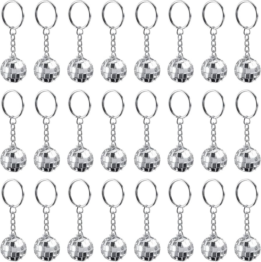 24 Pack Mirror Disco Ball Keychain Mini 70s Disco Keychain Silver Mirror Ball Keychain Ball Party... | Amazon (US)