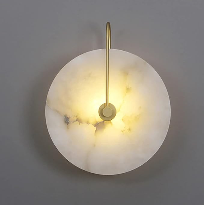Nordic Style Stone Wall Lamp Natural Marble Lampshade Wall Sconce Metal Base Indoor Interior Wall... | Amazon (US)