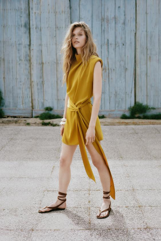 SHORT TIE DRESS WITH SHOULDER PADS | Zara US