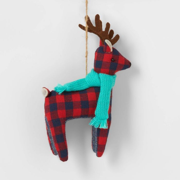 Buffalo Plaid Plush Reindeer Christmas Tree Ornament - Wondershop™ | Target