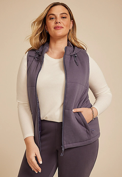 Plus Size Scuba Knit Hooded Vest | Maurices