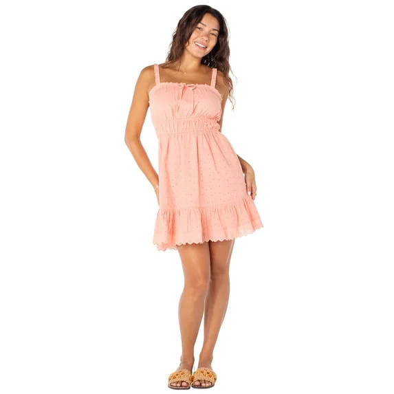 Celebrity Pink Women's Spaghettit Strap Eyelet Babydoll Dress, Sizes XS-XXXL | Walmart (US)
