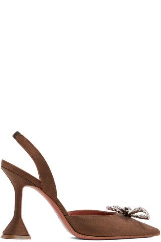 Amina Muaddi - Brown Rosie Sling 95 Heels | SSENSE