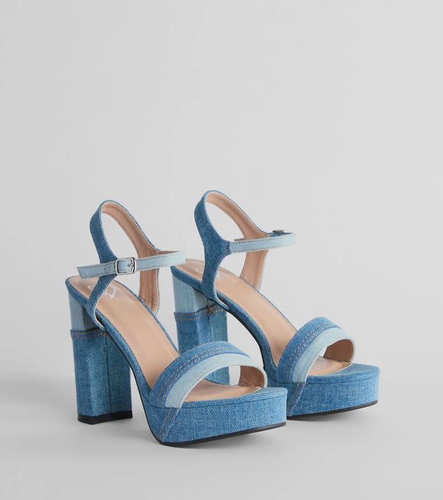Style Quotient Platform Denim Block Heels | Windsor Stores
