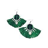 Cowrie Tassel Hoop Earrings - Green, Cowry Shell, Afrocentric Jewelry, Seashell Earrings | Amazon (US)