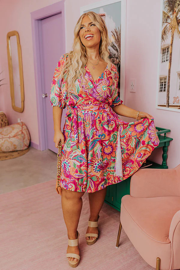 Sunset Horizon Wrap Dress Curves | Impressions Online Boutique