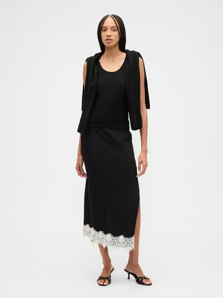 Satin Lace-Hem Slip Skirt | Gap Factory