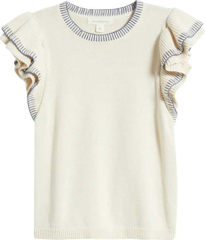 Treasure & Bond Flutter Sleeve Cotton Sweater | Nordstrom | Nordstrom