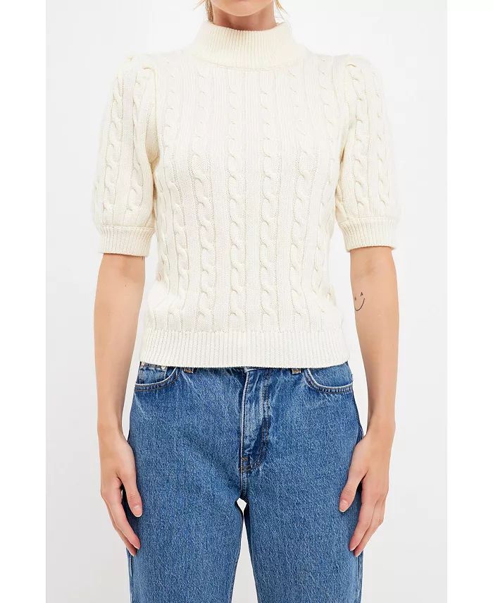 Women's Short-Sleeve Cable-Knit Sweater | Macy's