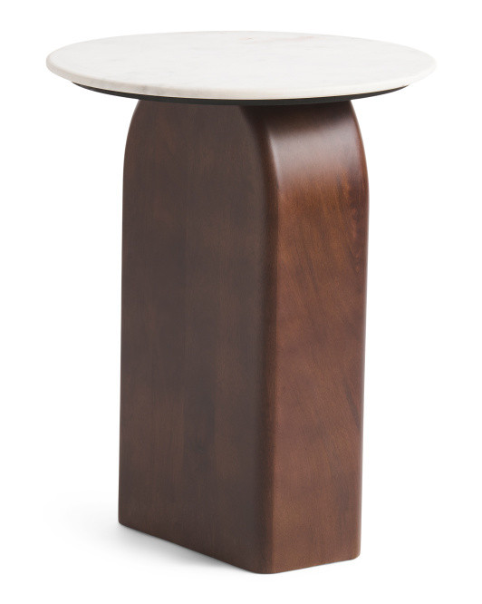 Marble And Wood Round Side Table | TJ Maxx
