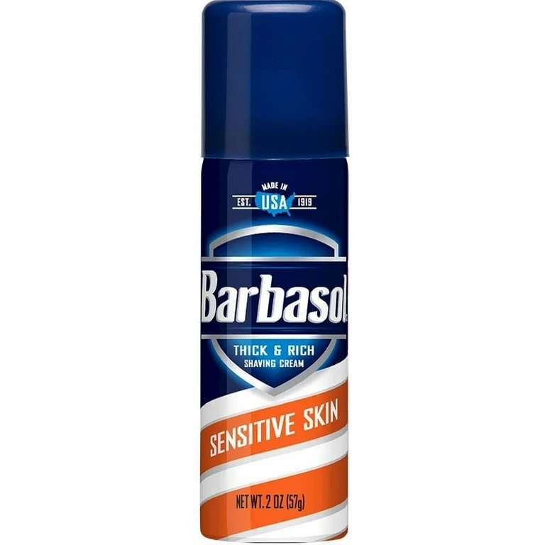 Barbasol Sensitive Skin Thick & Rich Shaving Cream for Men, 2 OZ (Travel Size - TSA Approved) | Walmart (US)