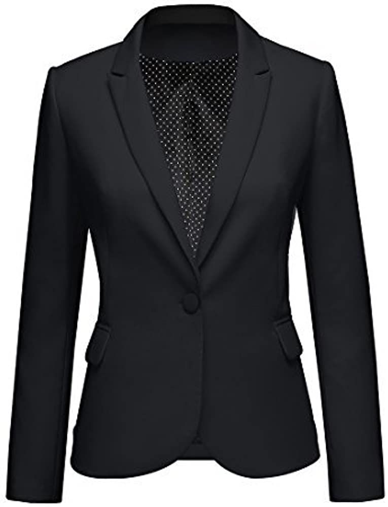 LookbookStore Women Work Blazer Jacket Casual Black Notched Lapel Plus Size Blazer Jacket Suit Pl... | Amazon (US)