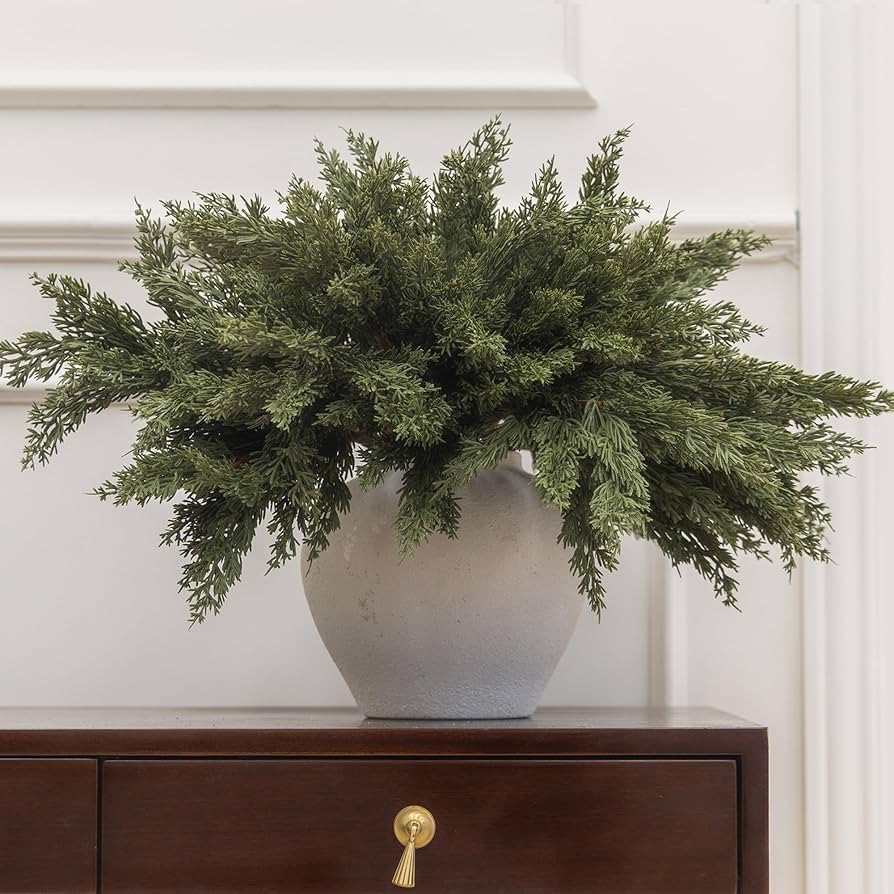 MISSPIN 30 Pcs 19.5 Inches Christmas Cedar Branches, Cedar Artificial Christmas Branches DIY Craf... | Amazon (US)