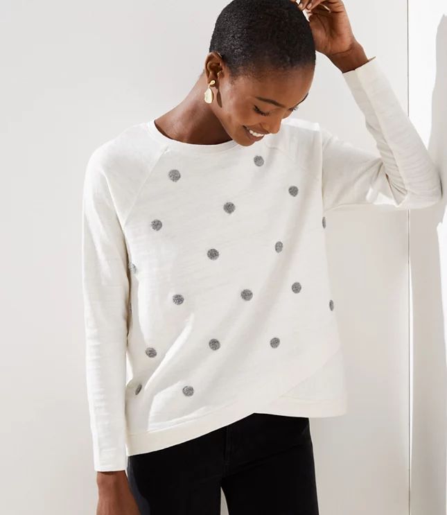 Texture Dot Crossover Sweatshirt | LOFT | LOFT