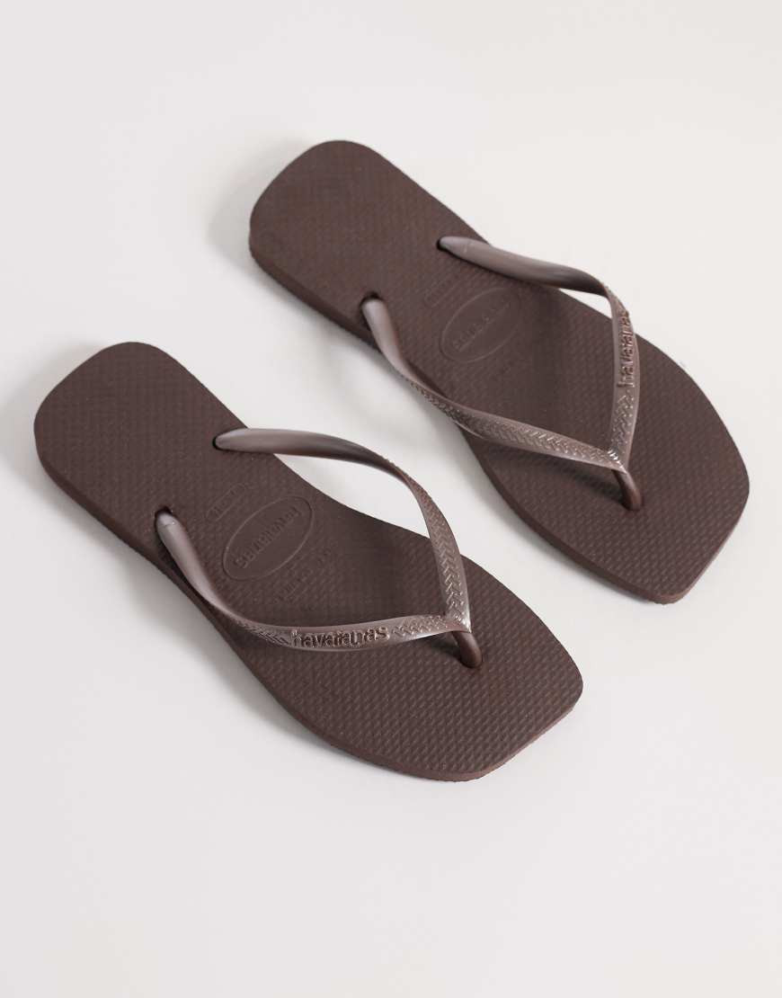 Havaianas slim square toe flip flops in brown | ASOS (Global)