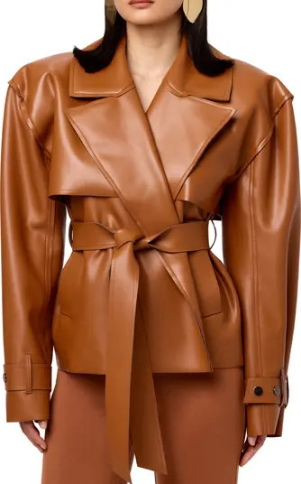 Faux Leather Crop Trench Coat | Nordstrom