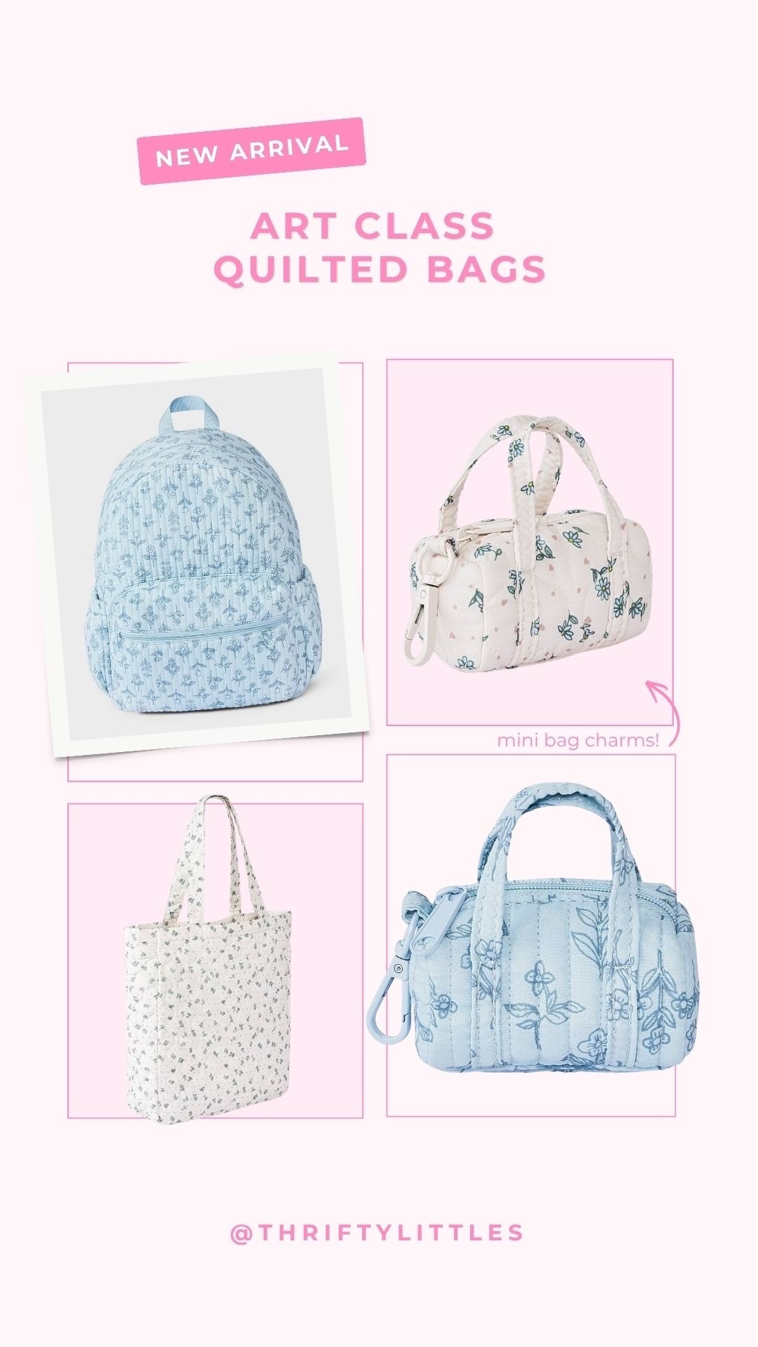 New Art Class Quilted arrivals! Our favorite is the mini duffle bag charms! 😍

#LTKKids