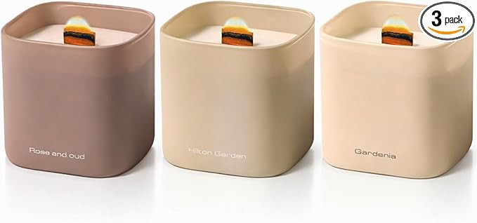 Scented Candle Gift Set – 3 Wood Wick Soy Candles | Gardenia, Hilton Garden & Rose Oud | 150+ H... | Amazon (US)