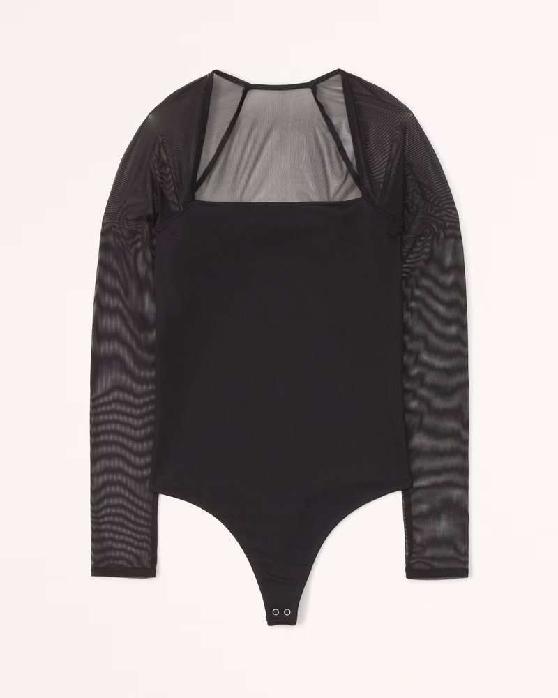 Long-Sleeve Mesh Squareneck Bodysuit | Abercrombie & Fitch (US)
