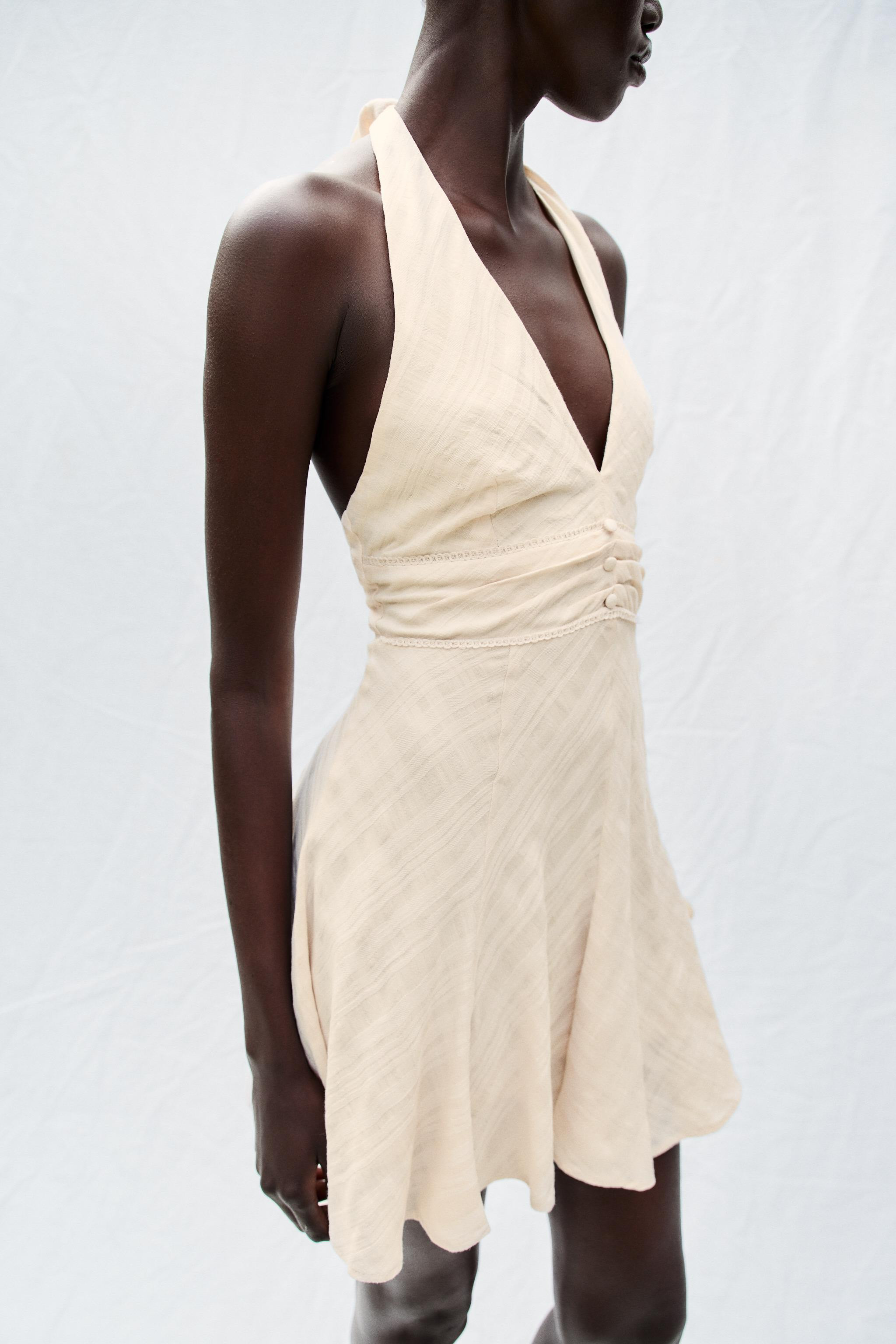 RUSTIC HALTER NECK MINI DRESS | Zara UK
