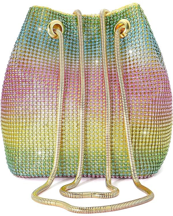 Ayliss Women's Full Rhinestones Bucket Bag Mini/Small Crossbody Shoulder Evening Shinny Bling Clu... | Amazon (US)