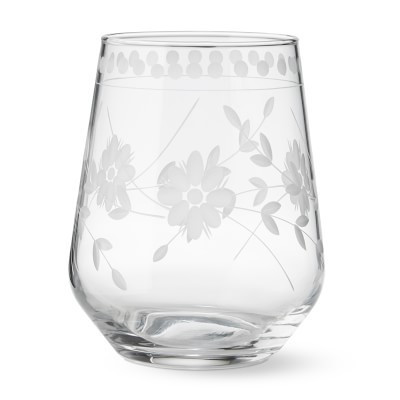 Vintage Etched Stemless Wine Glasses, Set of 4 | Williams-Sonoma