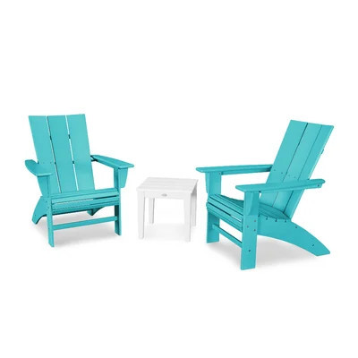 POLYWOOD Modern 3-Piece Curveback Adirondack Set | Wayfair North America