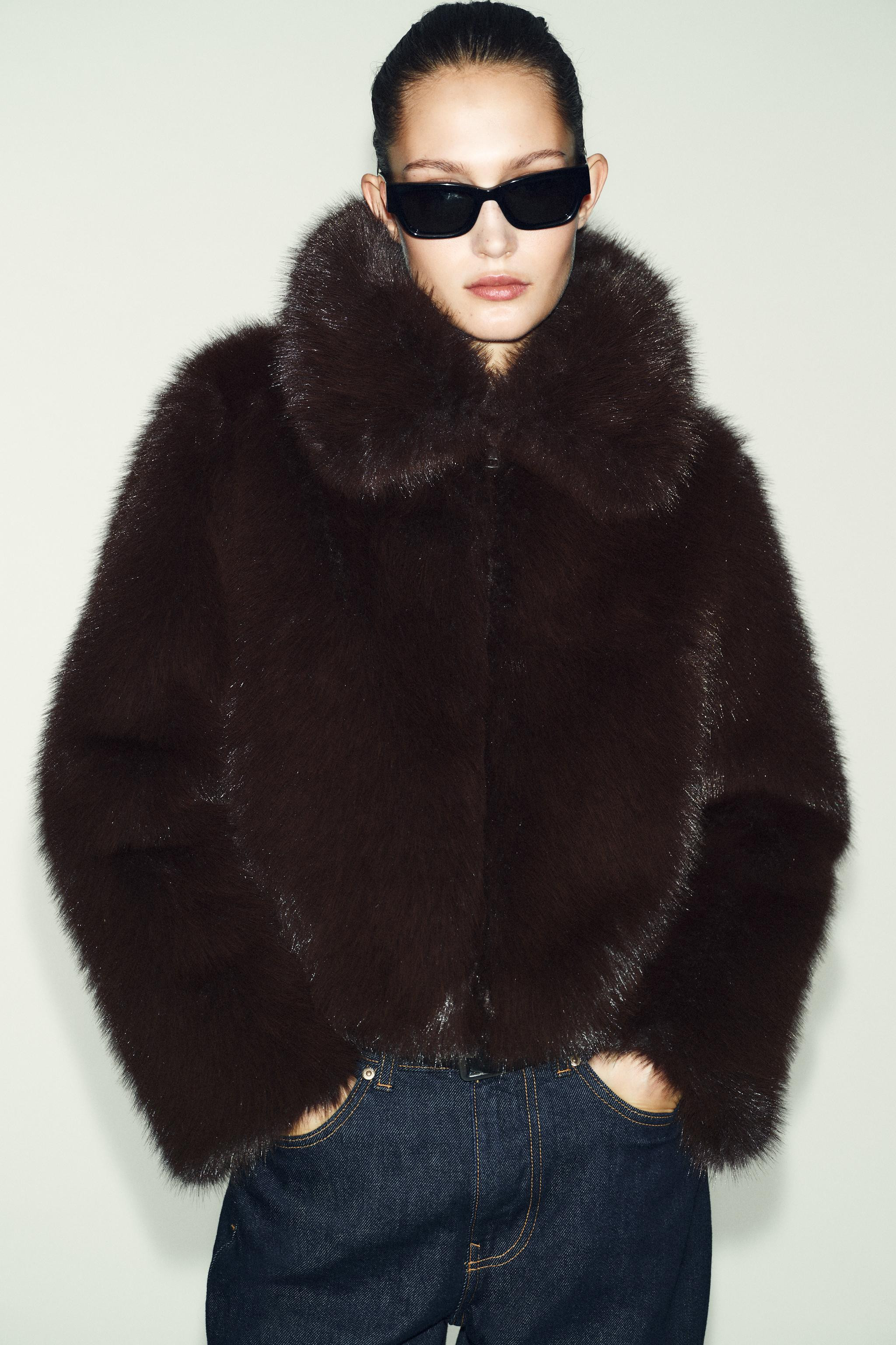 FAUX FUR LAPEL COLLAR JACKET | Zara US