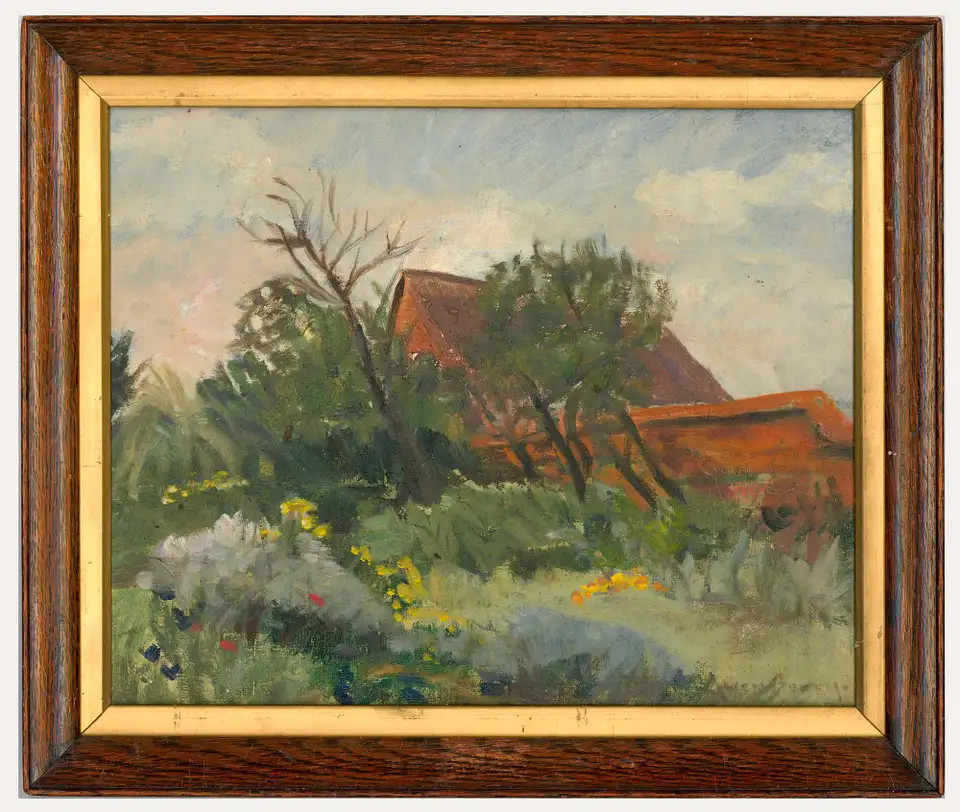 Owen BowenOwen Bowen (1873-1967)  - Mid 20th Century Oil, House and Garden20th Century | 1stDibs