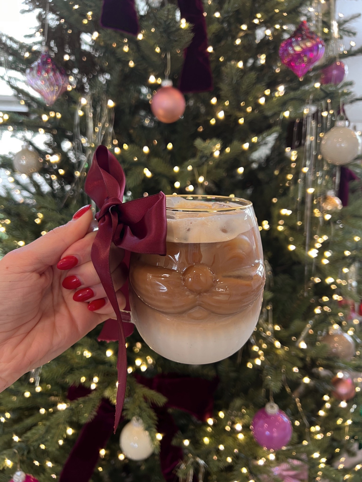 Santa glass cup with gold trim