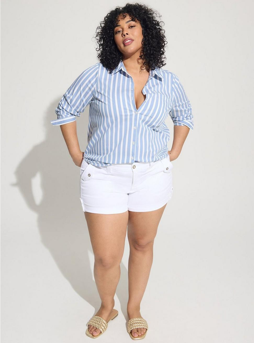 Madison Poplin Button-Up Long Sleeve Shirt | Torrid (US & Canada)
