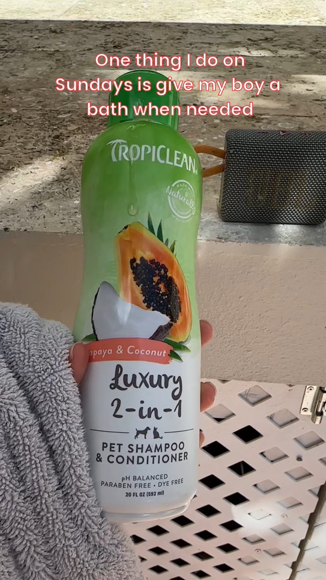 We’re getting ready for the Holidays with a nice Sunday bath! @tropiclean coconut & papaya two in one shampoo & conditioner is going to leave my boy smelling like the tropical king he is. #sunday #dogbath #tropiclean #doglife #islandlifestyle #smellslikevacation 

#LTKdayinmylife #LTKvlog #LTKHoliday