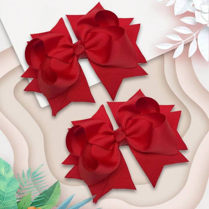 2Pcs 5 Inch Hair Bow Fashionable Children Hair Bows With Clips For Festivals | SHEIN